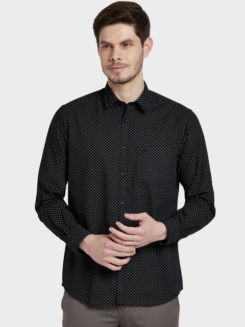 

ColorPlus Men Black & Grey Tailored Fit Printed Casual Shirt