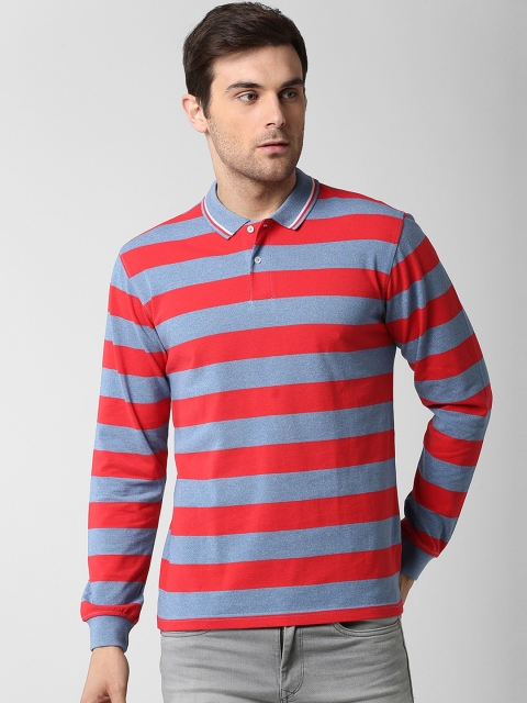 

Peter England Casuals Men Red Striped Polo Collar T-shirt
