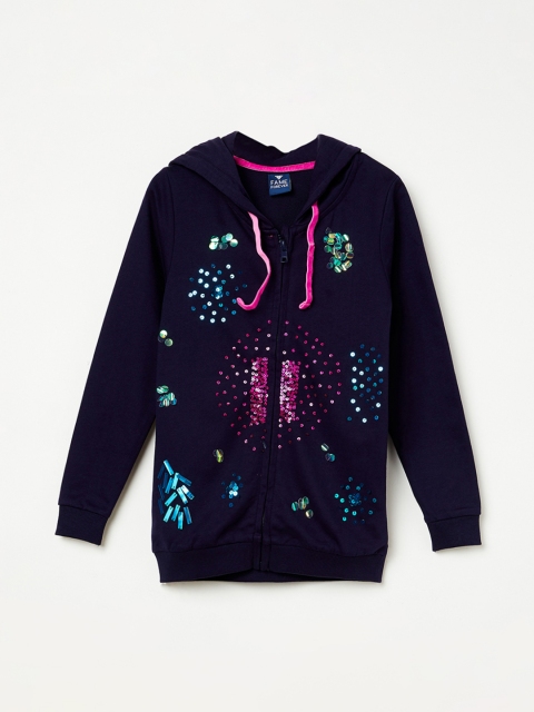 

Fame Forever by Lifestyle Girls Navy Blue Embellished Hooded Sweatshirt