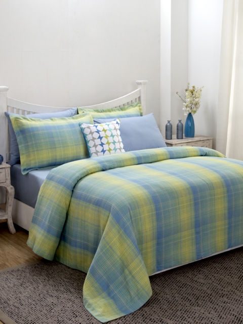 

Maspar Blue & Yellow Checked AC Room 7 Pc Bedding Set