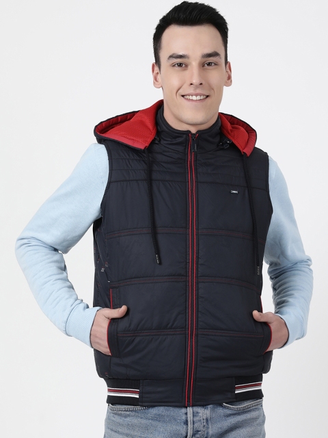 

Monte Carlo Men Navy Blue Striped Padded Jacket