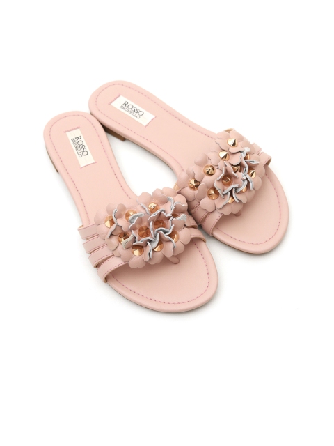 

ROSSO BRUNELLO Women Pink Embellished Open Toe Flats