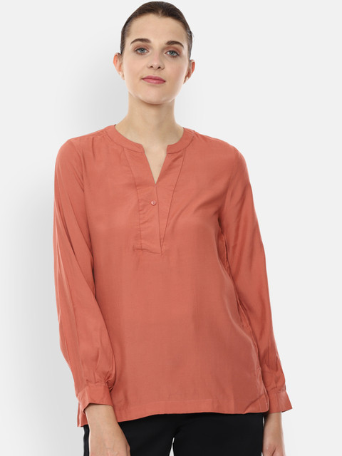 

Van Heusen Woman Rust Orange Solid Top