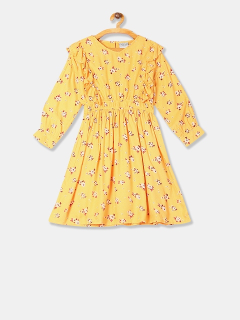 

Cherokee Girls Yellow & Red Printed Fit and Flare Dress