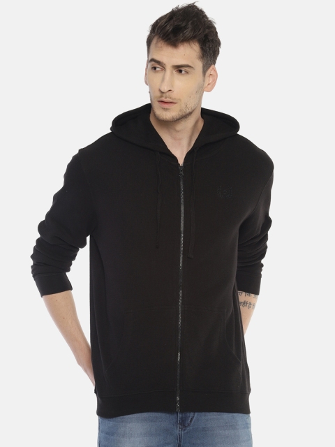 

Steenbok Men Black Solid Hooded Sweatshirt