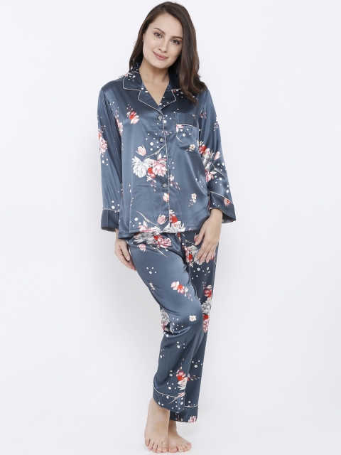 

Heart 2 Heart Women Grey Printed Night Suit LPJ 174