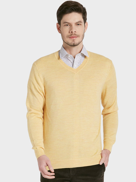 

ColorPlus Men Yellow Solid Pullover Woolen Sweater