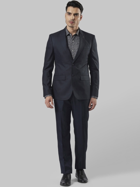 

Next Look Men Charcoal Grey & Navy Blue Solid Single-Breasted 2 Piece Suit