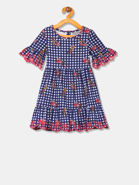 

Cherokee Girls Blue Checked Fit and Flare Dress