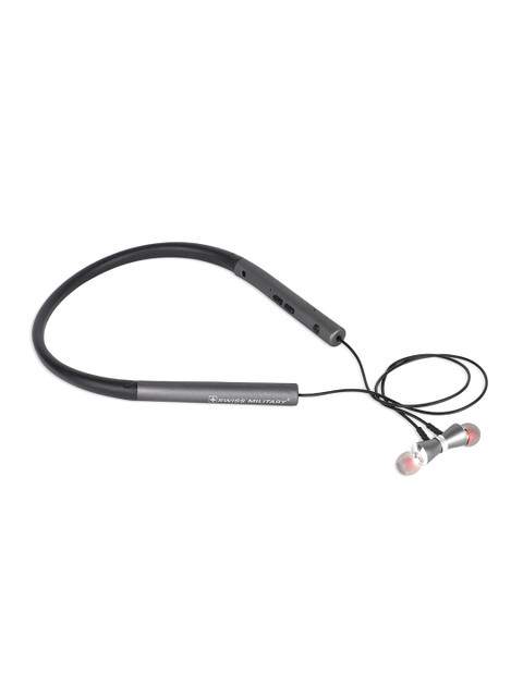 

SWISS MILITARY Black & Grey Wireless Voice Assistant Neckband Bluetooth Headset