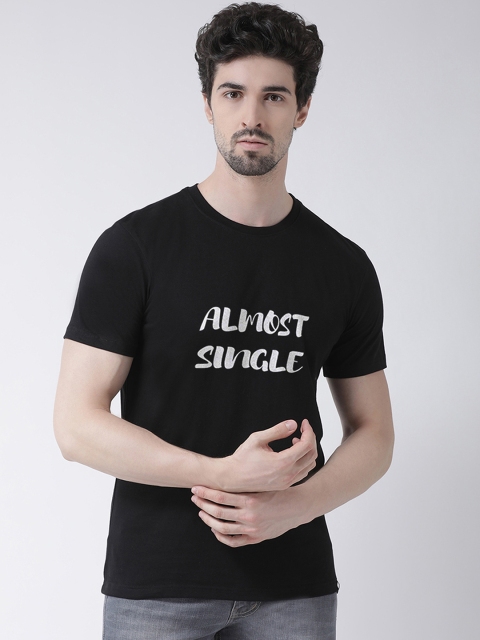 

Friskers Men Black Printed Round Neck T-shirt