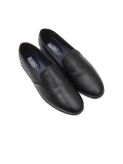

ROSSO BRUNELLO Men Black Textured Leather Formal Loafers