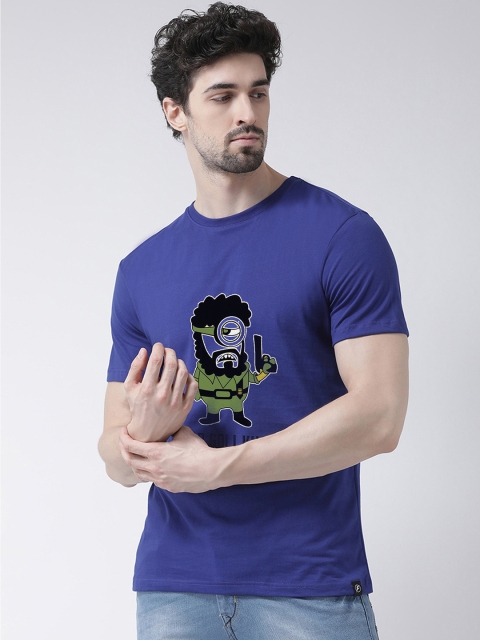 

Friskers Men Blue Minion Printed Round Neck T-shirt