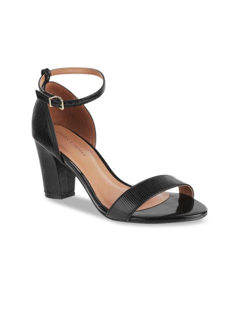 

LEMON & PEPPER Women Black Solid Sandals