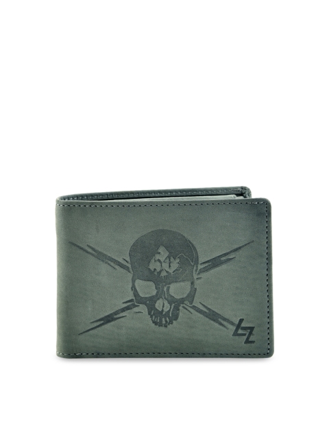 

Leather Zentrum Men Olive Green Printed Two Fold Wallet