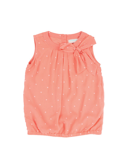 

Pantaloons Junior Girls Peach-Coloured Printed Blouson Top
