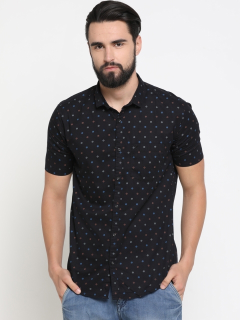 

SHOWOFF Men Black Slim Fit Printed Casual Shirt