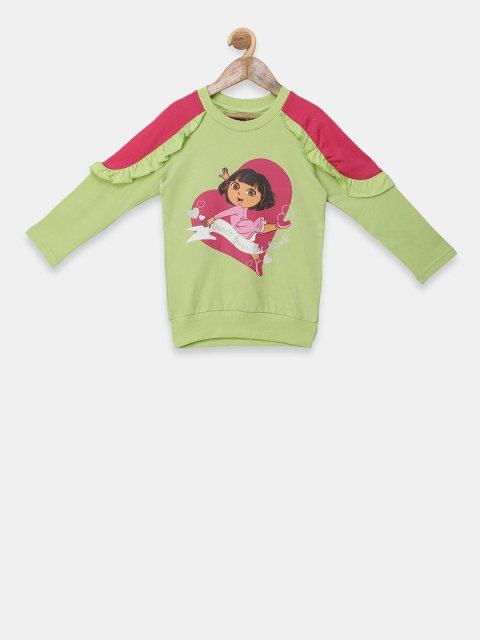 

Dora Girls Green & Pink Printed Sweatshirt