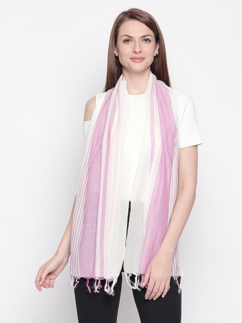 

Style Quotient Women Pink & White Striped Stole