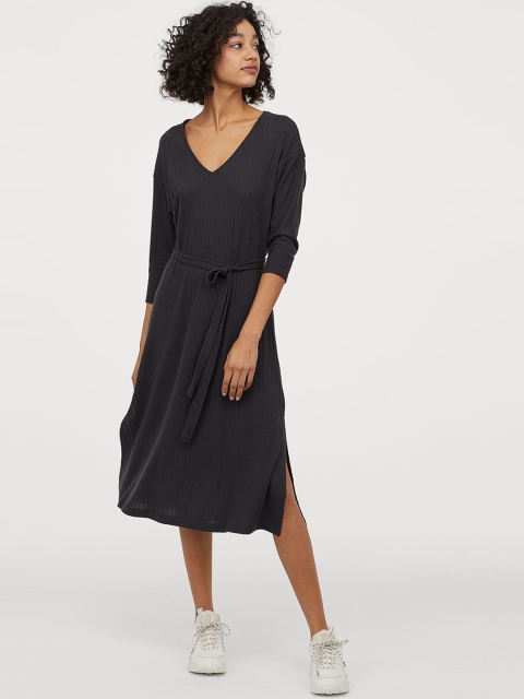 

H&M Women Black Ribbed Jersey Dress