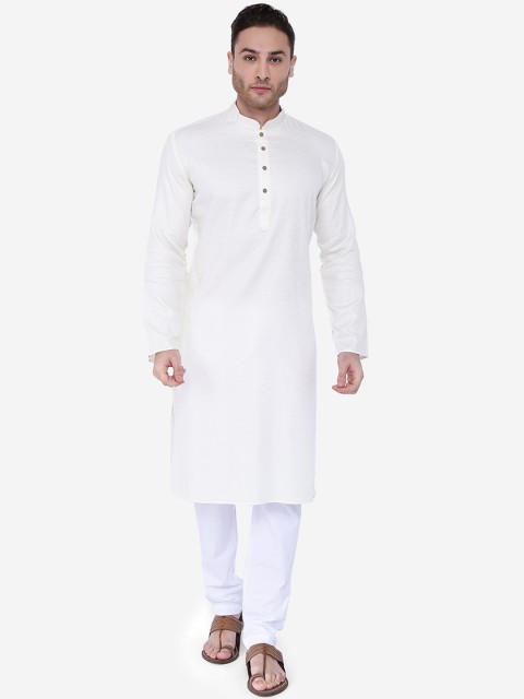 

RAJUBHAI HARGOVINDAS Men White Printed Kurta with Churidar