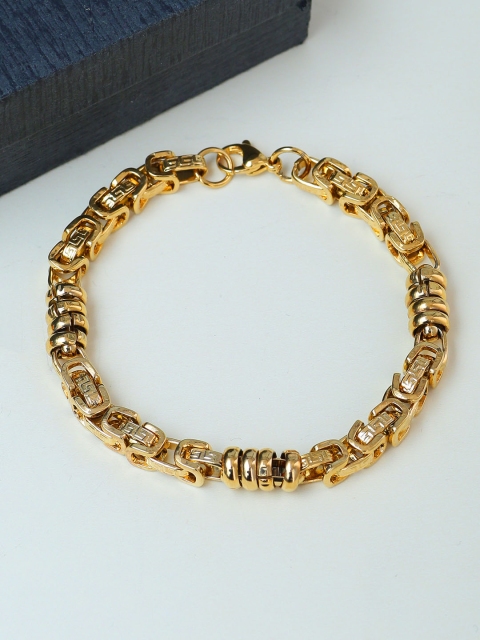 

Dare by Voylla Men Stainless Steel Gold-Plated Handcrafted Link Bracelet