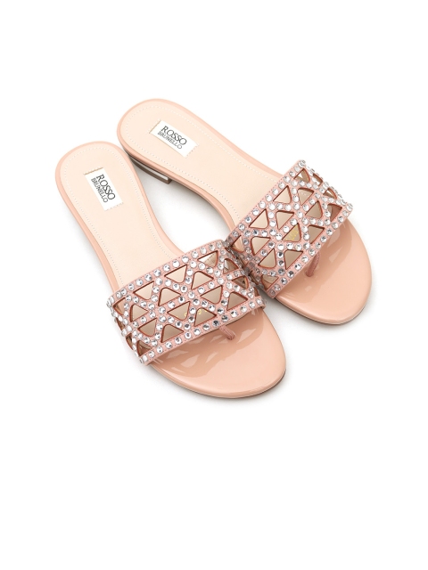 

ROSSO BRUNELLO Women Pink Embellished Open Toe Flats