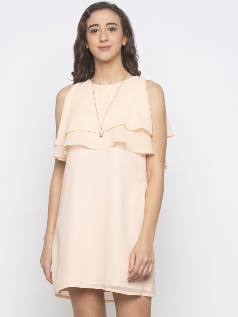 

Iti Women Peach-Coloured Solid A-Line Dress