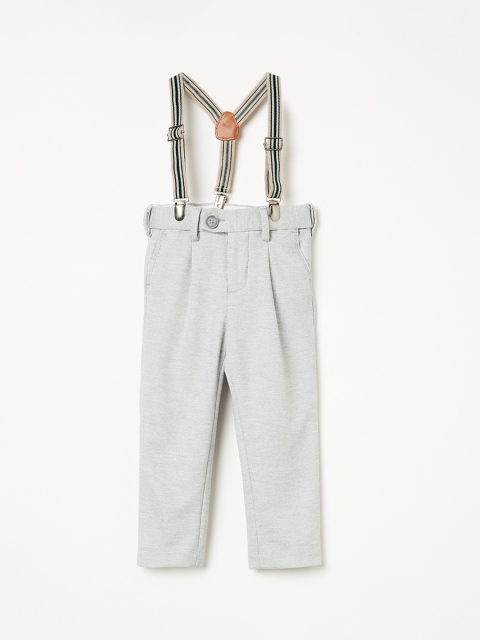 

Juniors by Lifestyle Boys Grey Slim Fit Self Design Regular Trousers