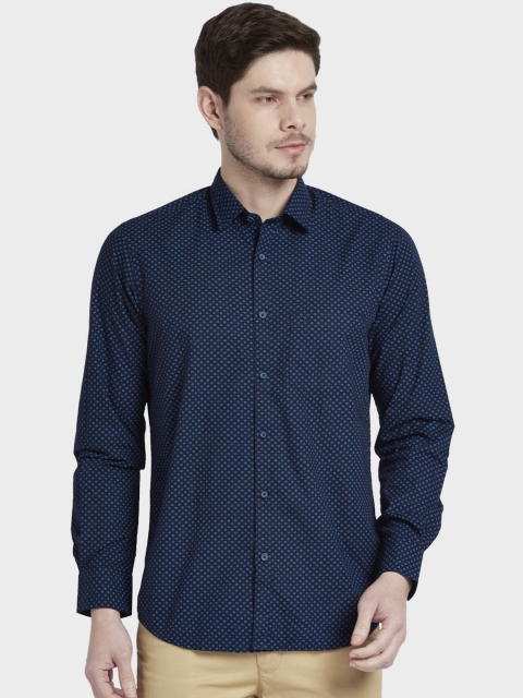 

ColorPlus Men Navy Blue Tailored Fit Printed Casual Shirt