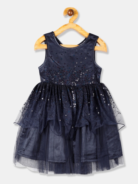 

Cherokee Girls Navy Blue Embellished Fit and Flare Dress