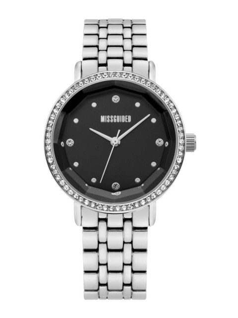 

Missguided Women Black & Silver-Toned Analogue Watch MG021SM