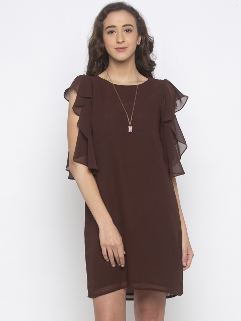 

Iti Women Brown Solid A-Line Dress