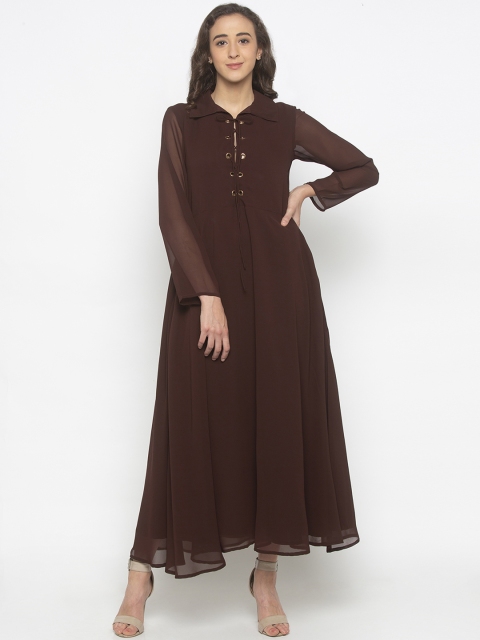 

Iti Women Brown Solid Maxi Dress