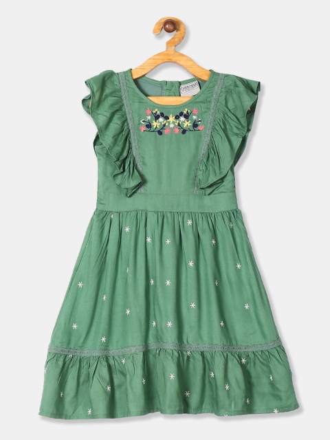 

Cherokee Girls Green Printed Fit and Flare Dress