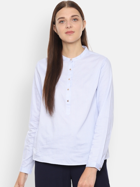 

Van Heusen Woman Blue Solid Shirt Style Top