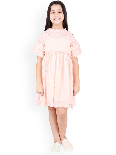 

One Friday Girls Pink Printed Fit and Flare Dress