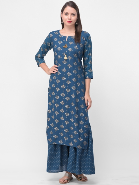 

aayusika Women Blue Printed Kurta with Palazzos
