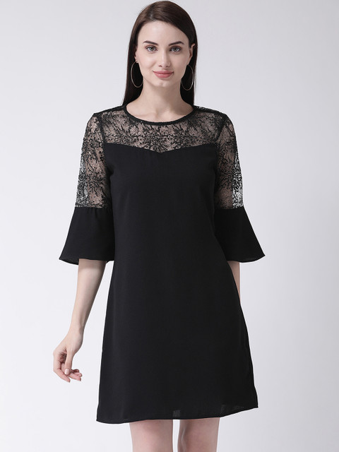 

Latin Quarters Women Black Solid Fit and Flare Dress