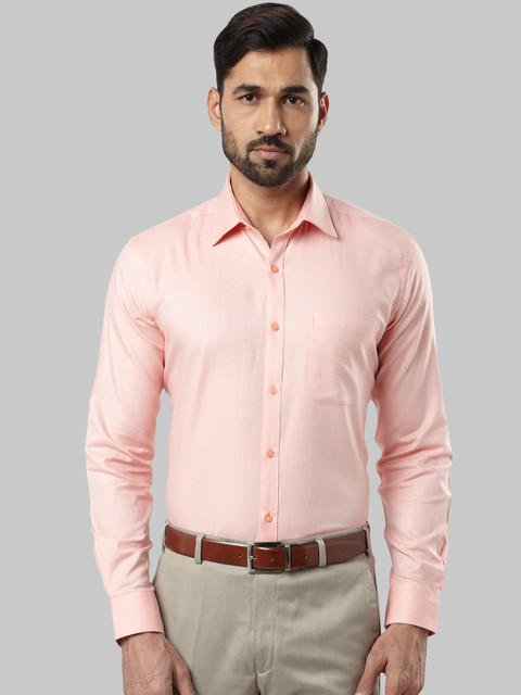 

Raymond Men Peach-Coloured Regular Fit Solid Formal Shirt