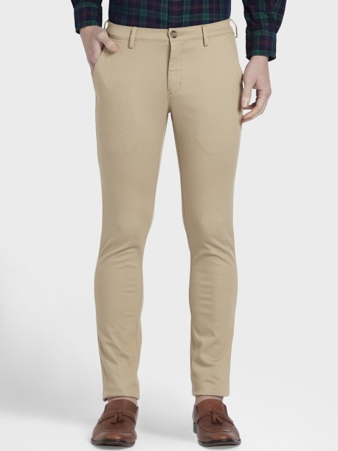 

ColorPlus Men Beige Regular Fit Self Design Regular Trousers