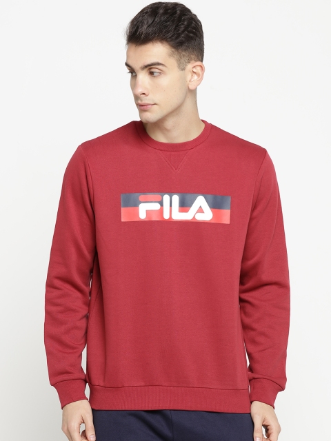 

FILA Men Red Solid Sweatshirt