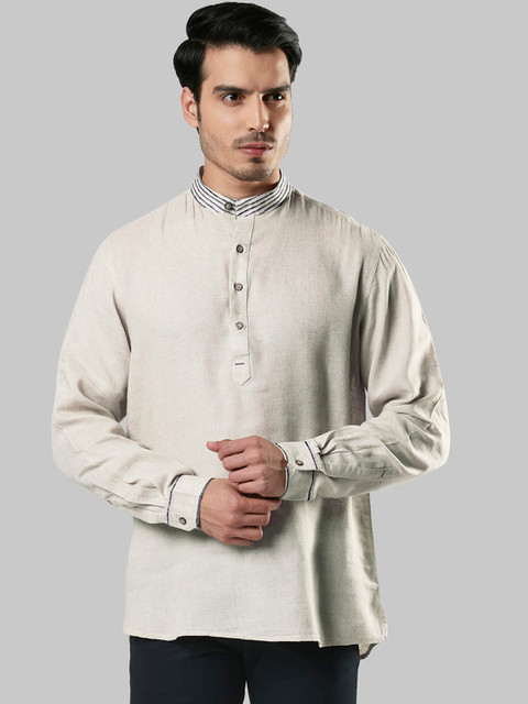 

Ethnix by Raymond Men Beige Solid Straight Kurta