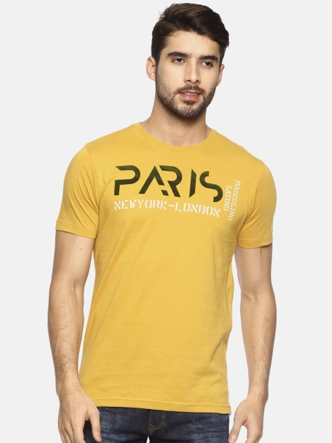 

Masculino Latino Men Yellow Printed Round Neck T-shirt