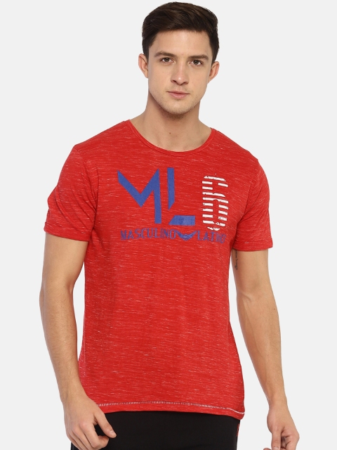 

Masculino Latino Men Red Printed Round Neck T-shirt