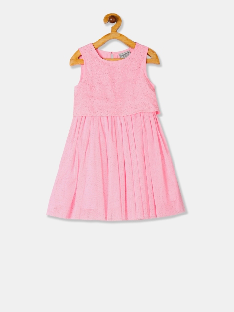 

Cherokee Girls Pink Self Design Fit and Flare Dress