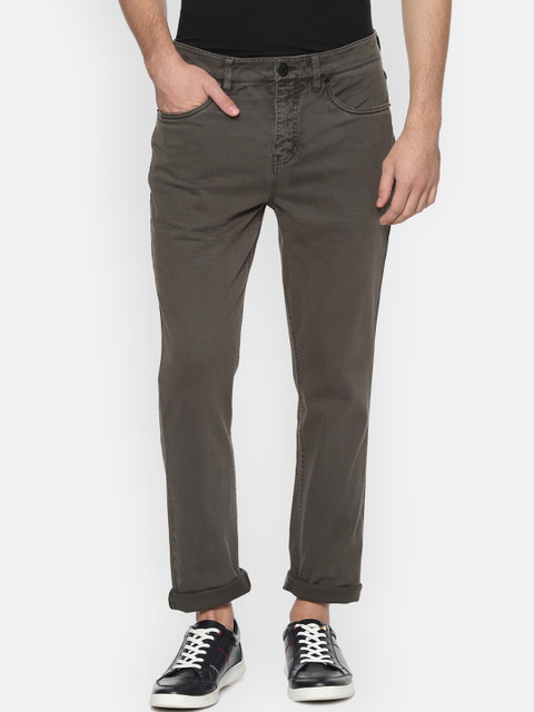 

People Men Grey Regular Fit Solid Chinos