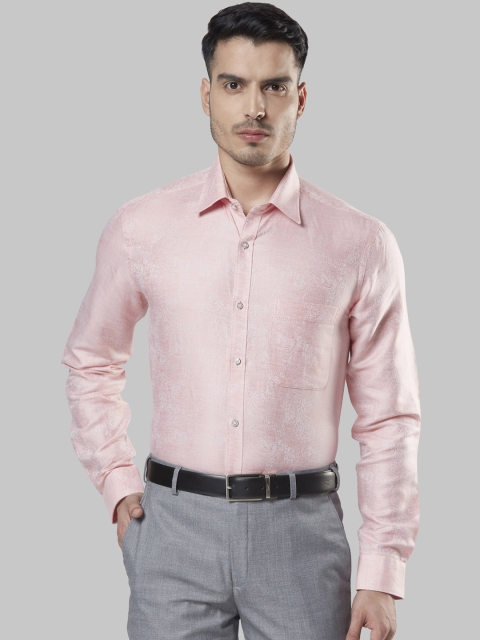 

Raymond Men Peach-Coloured Regular Fit Self Design Formal Shirt