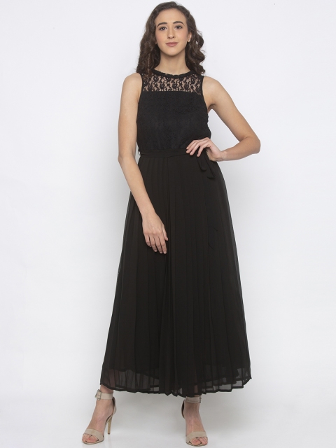 

Iti Women Black Solid Lace Fit and Flare Dress