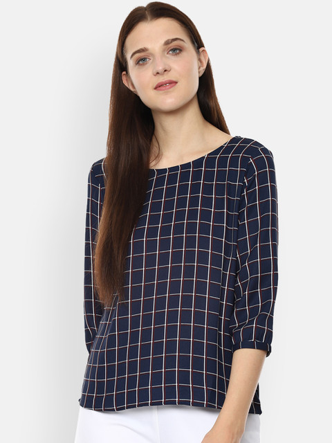 

Van Heusen Woman Navy Blue Checked Top